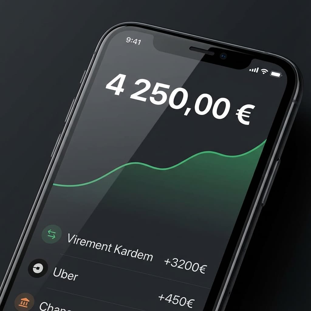 Interface de l'application Kardem montrant un solde positif